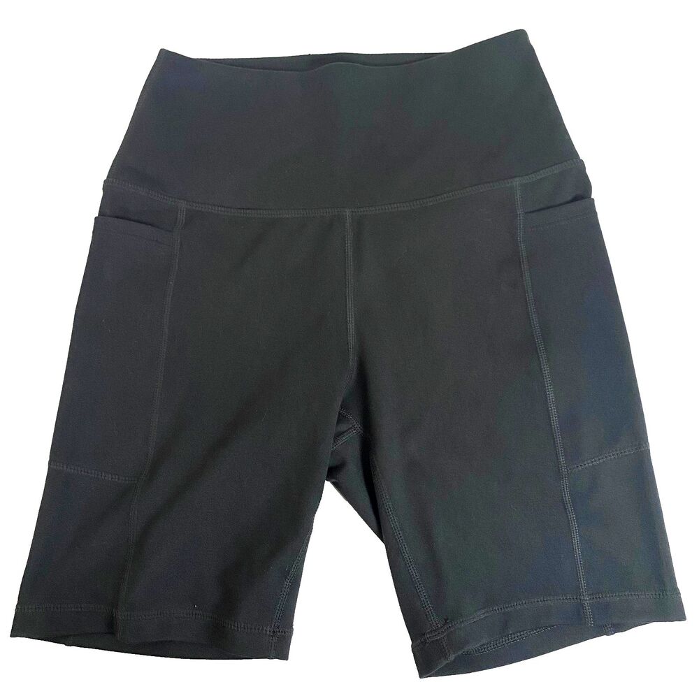 Danskin Biker Shorts Womens Size Small Black Side Pockets Stretch Style 4126